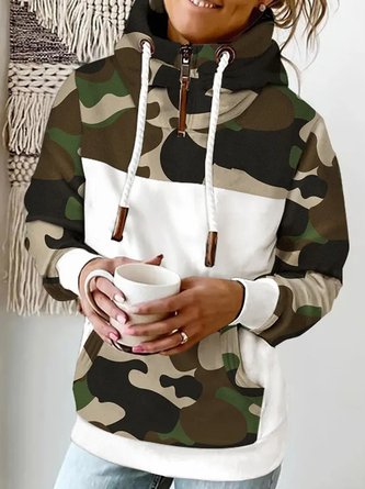 Casual Loose Abstract Cotton-Blend Hoodie