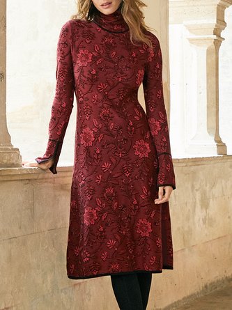 Crew Neck Casual Regular Fit Floral Dress