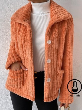 Casual Fluff/Granular Fleece Fabric Loose Shawl Collar Teddy Jacket