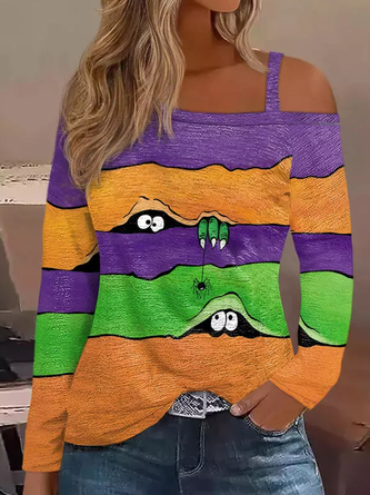 Loose Asymmetrical Halloween Casual T-Shirt