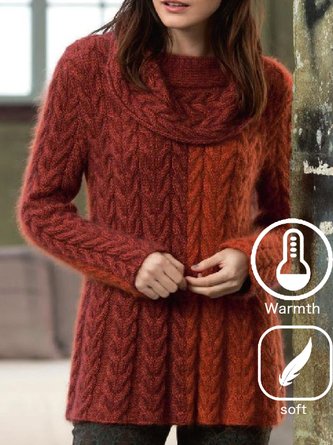 Contrast Stitching Casual Loose Turtleneck Sweater