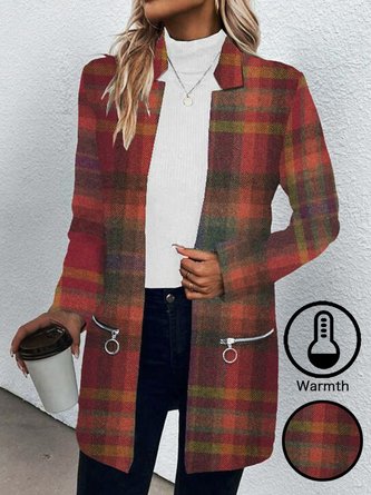 Woolen Zipper Casual Plaid Jacket