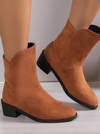 Casual Plain Chunky Heel Autumn Fashion Boots