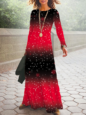 Christmas Crew Neck Loose Casual Dress