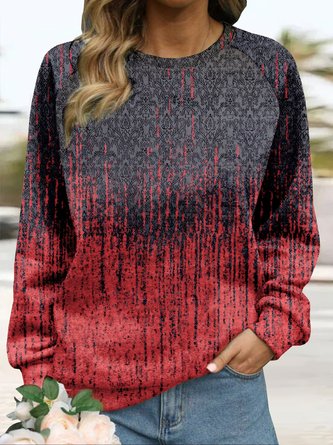 Crew Neck Casual Abstract Loose Sweatshirt