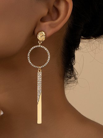 Geometric Rhinestone Dangle Earrings Suit for Party and Wedding