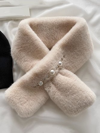 Elegant Imitation Pearl Faux Fur Scarf