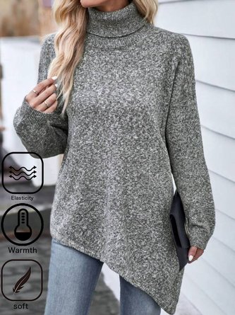 Plain Turtleneck Casual Sweater