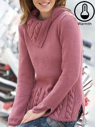 Shawl Collar Casual Plain Sweater