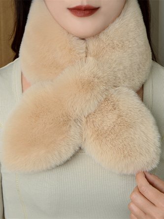 Elegant Faux Fur Neck Gaiter Warmth Plush Crossover Scarf