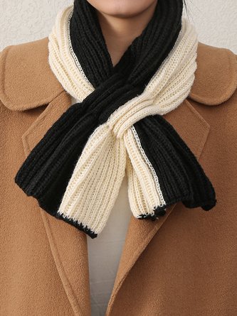 Color Block Criss-cross Casual Knitted Neck Gaiter Scarf