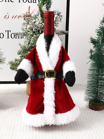 Single Christmas Velvet Dress Wine Bottle Ornament Holiday Party Ornament