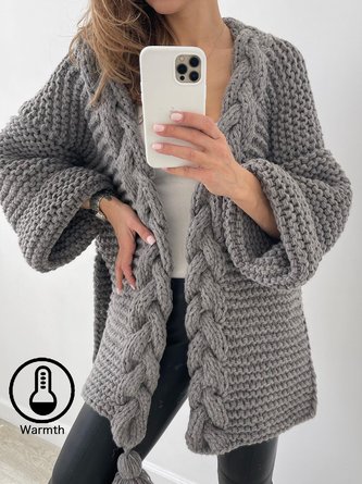 Loose Casual Wool/Knitting V Neck Cardigan