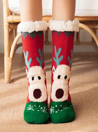 Christmas Cartoon Elk Thicken Non-Slip Floor Socks