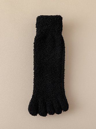 1pair Women Warm Coral Velvet Toe Socks