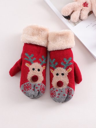 Christmas Cartoon Elk Warm Knitted Gloves