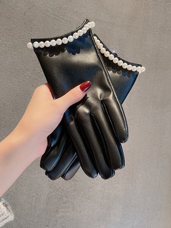 Elegant Imitation Pearls Warm Lined Gloves