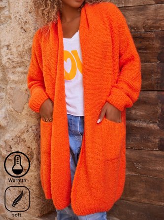 Plain Casual Yarn/Wool Yarn Others Cardigan
