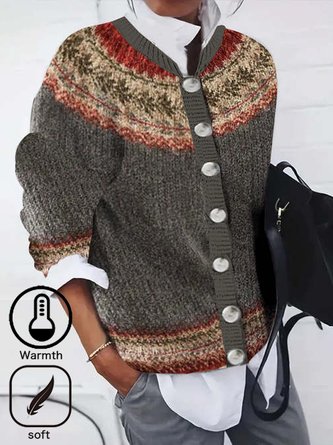 Casual Fair Isle Loose Cardigan