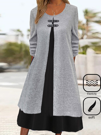 Casual Knitted Crew Neck Dress