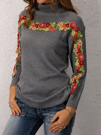 zolucky Casual Long Sleeve Turtleneck Sweater
