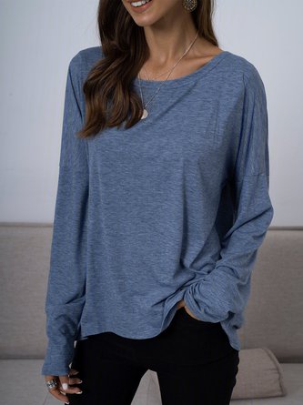 Solid Casual Long Sleeve T-shirt