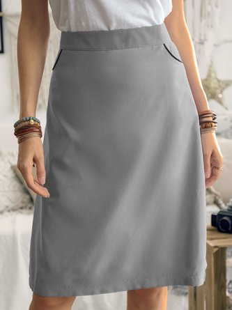 Solid Casual Pockets Skirt