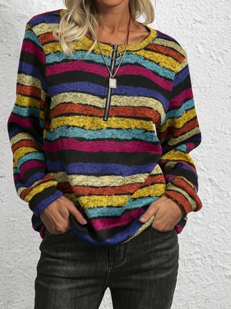 Vintage Long Sleeve Cotton-Blend Sweatshirt