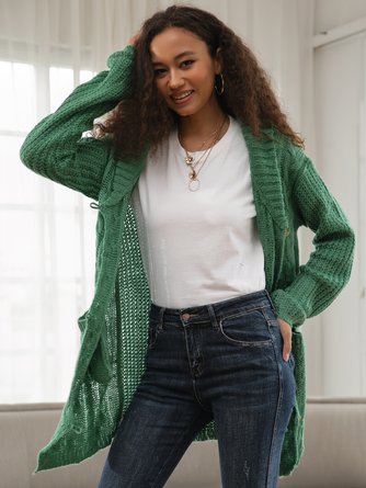 Cotton-Blend Long Sleeve Winter Cardigan Sweater for Women