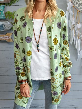 Casual Pattern Cardigan Long Sleeve Sweater coat