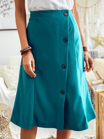 Casual Buttoned Skirt