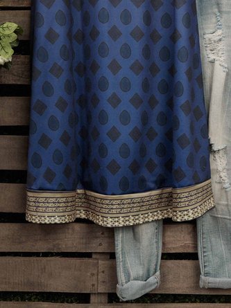 Casual Printed Geometric Knitting Dress