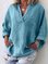 zolucky Women Plus Size V Neck Long Sleeve Blouse Top