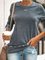 Zolucky Women Cotton Crew Neck Long Sleeve Plus Size Vintage Casual Shirts & Tops