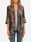 zolucky Black 3/4 Sleeve Coral Velvet Floral Shift Cardigan
