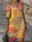 Women Vintage Casual Half Sleeve V Neck Leaves Dresses