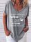 Women Casual Letter Printed V Neck Tshirt