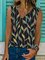 Geometric Sleeveless Printed Cotton-blend V neck Vintage Summer Black Top