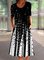 Women Casual Printed Round Neck Short Sleeve Midi Weaving Dress