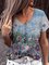 V Neck Resort Short Sleeve Floral T-shirt