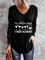 Long Sleeve V Neck Plus Size Printed Tops T-Shirts