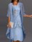 Lady Loosen Lace Solid Dress Two Piece Sets
