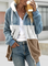 Zolucky Women Casual Fluffy Teddy Striped Zip up Overcoat Teddy Bear Coat