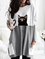 Plus size Cat Printed Casual Long Sleeve Knitting Dress
