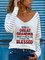 Casual Plaid Long Sleeve V Neck Plus Size Printed Tops T-shirts Graphic T-shirts For Women