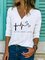 Dragonfly Long Sleeve V Neck Casual T-shirt