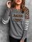 Casual Long Sleeve Round Neck Plus Size Printed Tops T-shirts