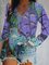 Floral V Neck Cotton Blends Long sleeve tops