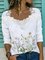 Plants Cotton Blends Crew Neck Long Sleeve T-shirt