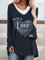 Letters Love Printed Patchwork V Neck Casual Loosen Long sleeve tops